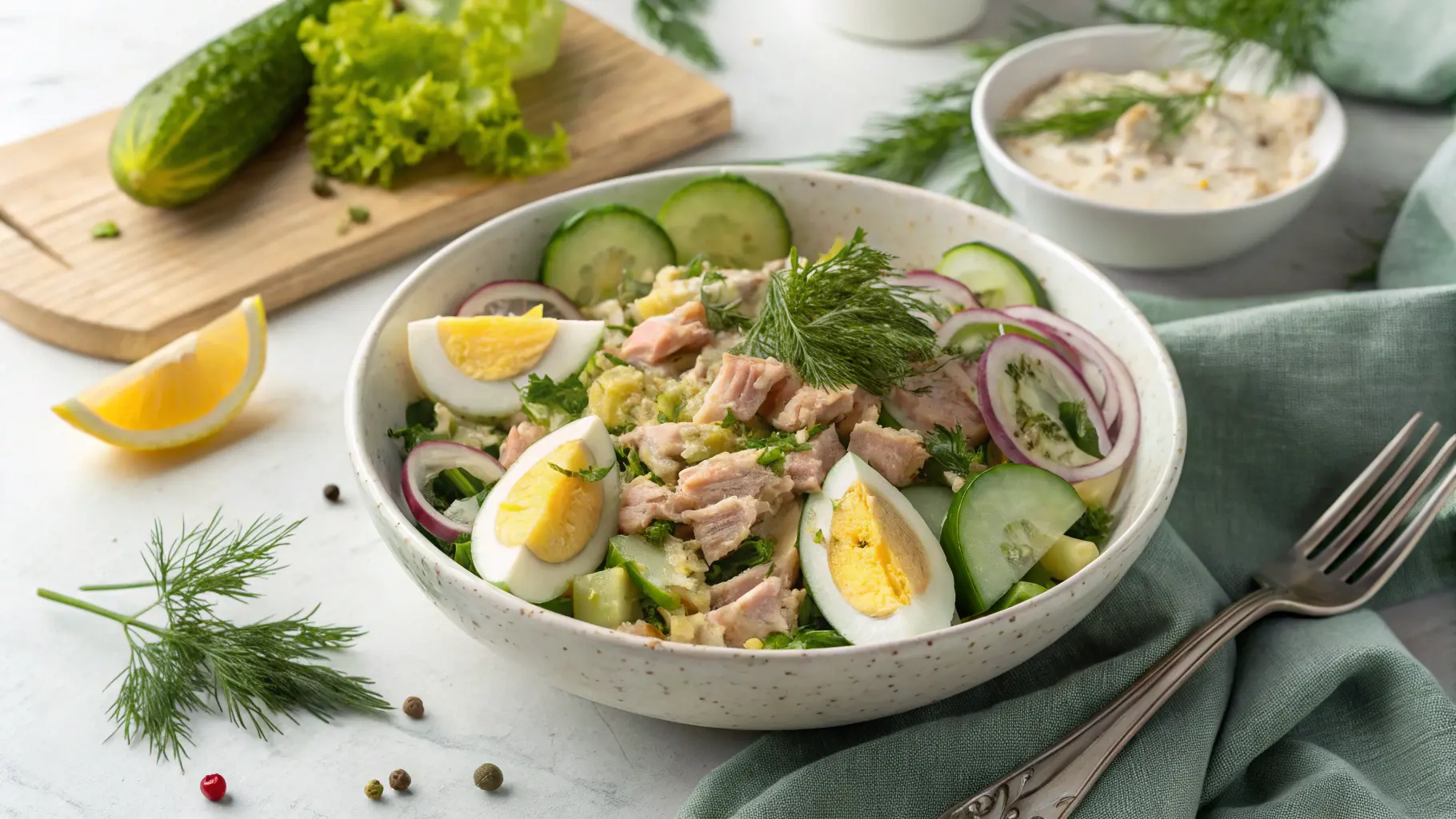 Frühlings-Thunfischsalat mit Ei und Joghurt: Ein Leichter Genuss